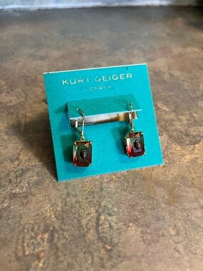 Kurt Geiger Gold-Tone Earrings with Orange Red Faceted Crystals